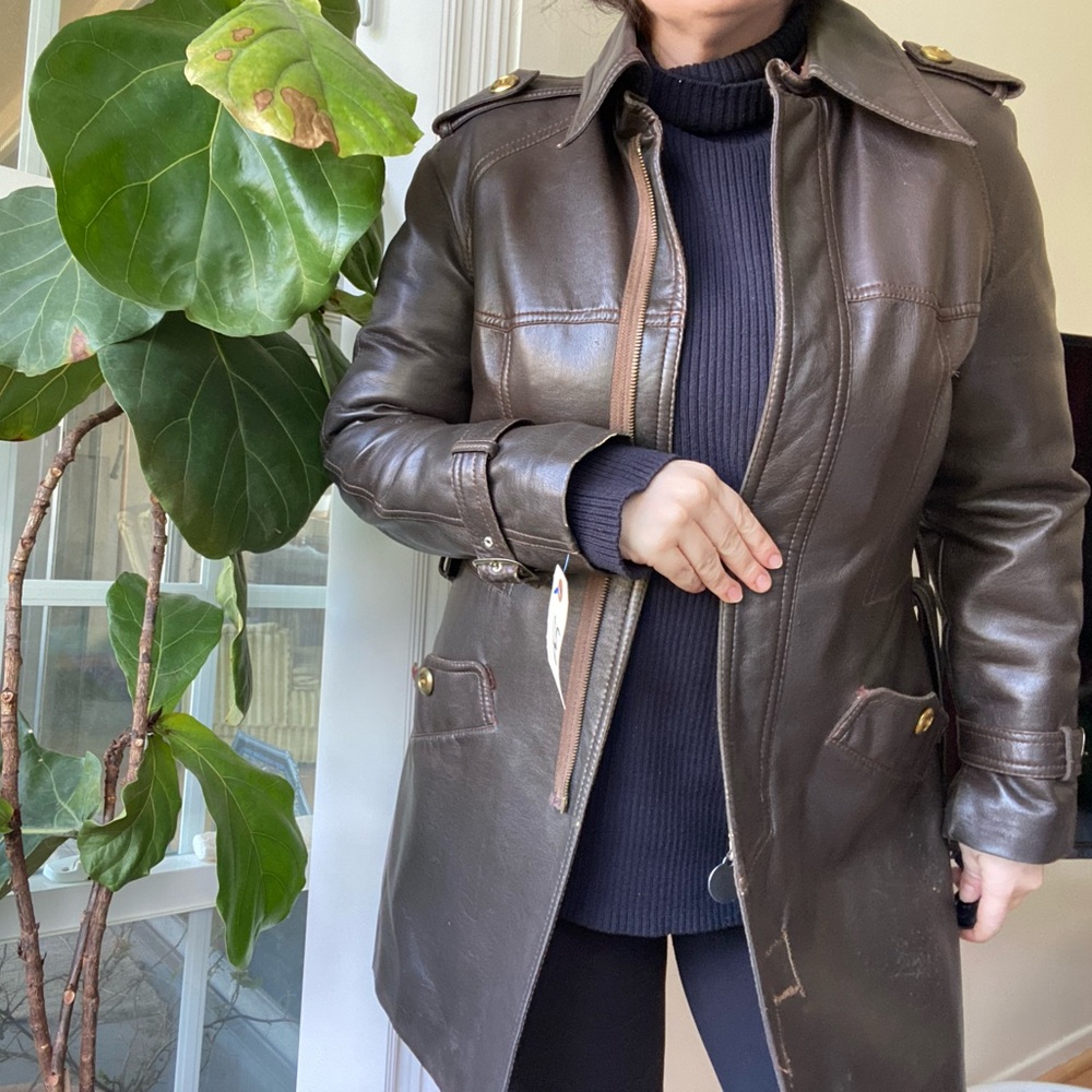 Vintage 1970s White Stag dark brown faux leather heavy jacket